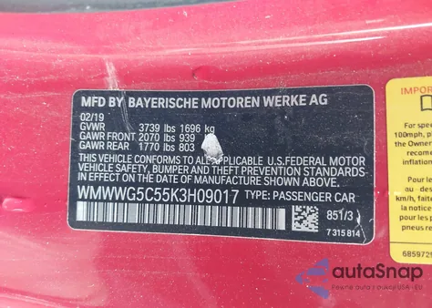 2019 Mini Convertible Cooper from USA, damaged, VIN WMWWG5C55K3H09017